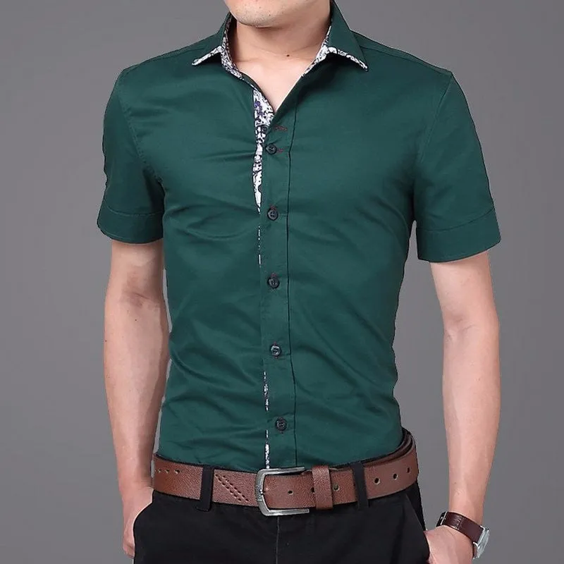 2017 Cotton Men Shirts Short Sleeve Mens Casual Shirts Slim Fit.