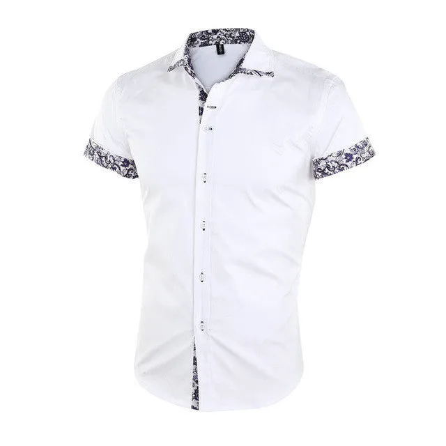 2017 Cotton Men Shirts Short Sleeve Mens Casual Shirts Slim Fit.