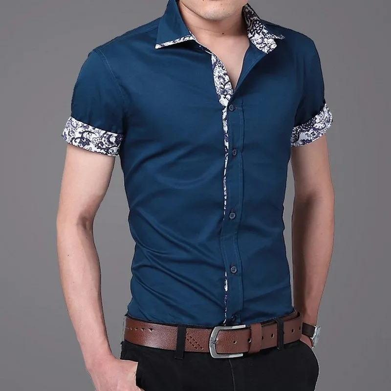 2017 Cotton Men Shirts Short Sleeve Mens Casual Shirts Slim Fit.