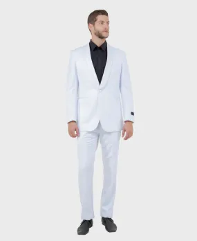 All White 1 Button Shawl Lapel Slim Fit Tuxedo