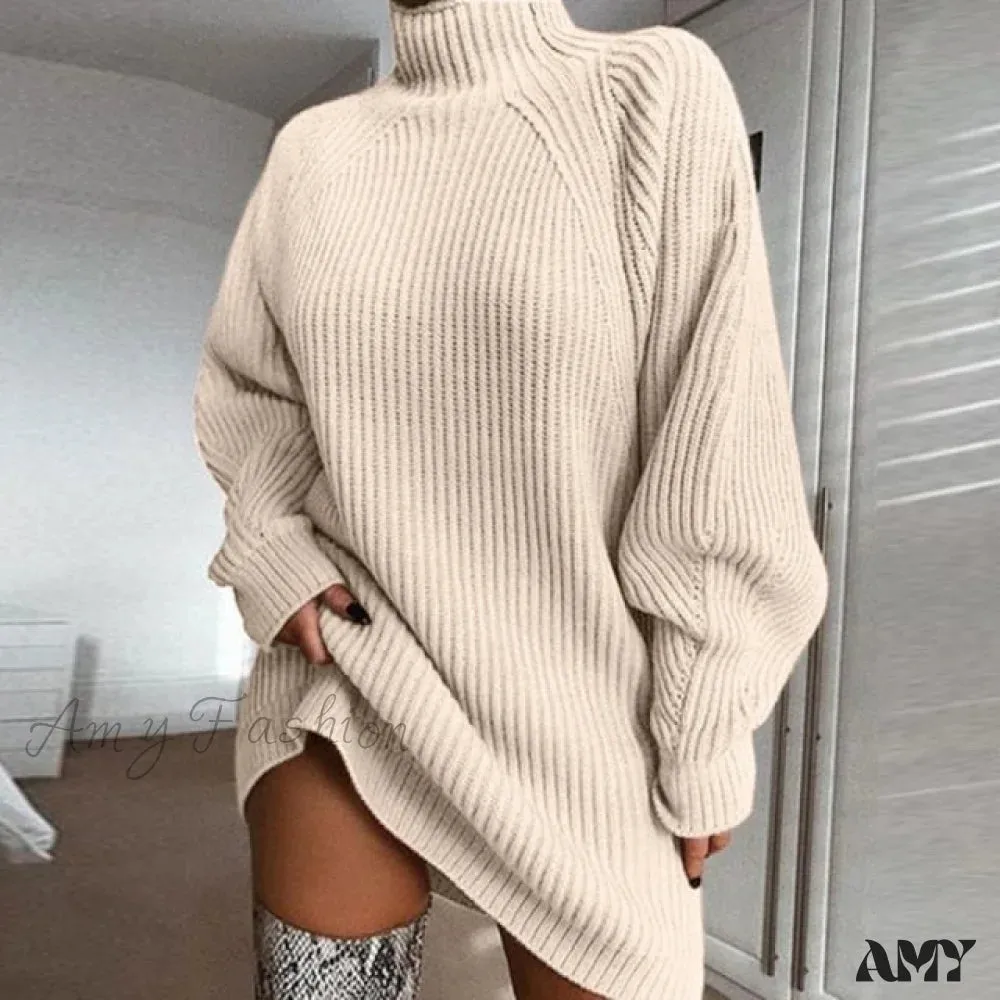 Amy Fashion - Female Casual Loose Sexy Club Sweater Dresses