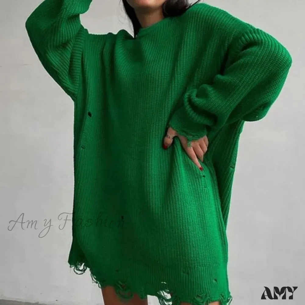 Amy Fashion - Female Casual Loose Sexy Club Sweater Dresses