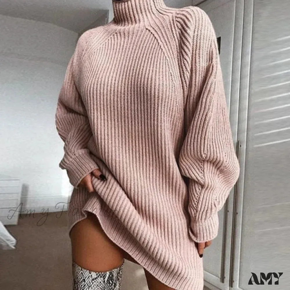 Amy Fashion - Female Casual Loose Sexy Club Sweater Dresses