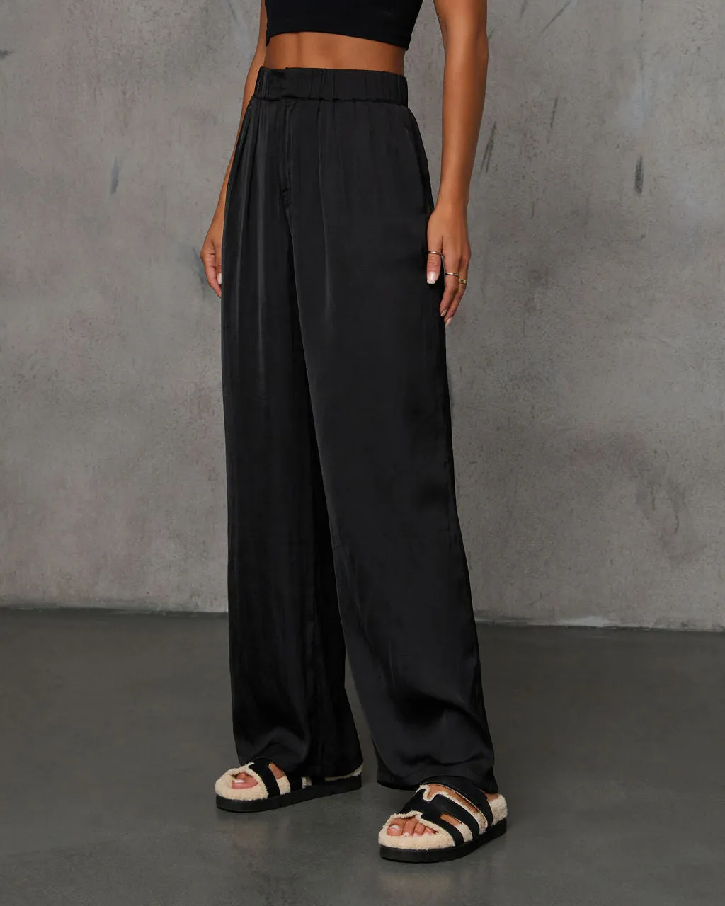 Annaline Wide Leg Satin Trouser