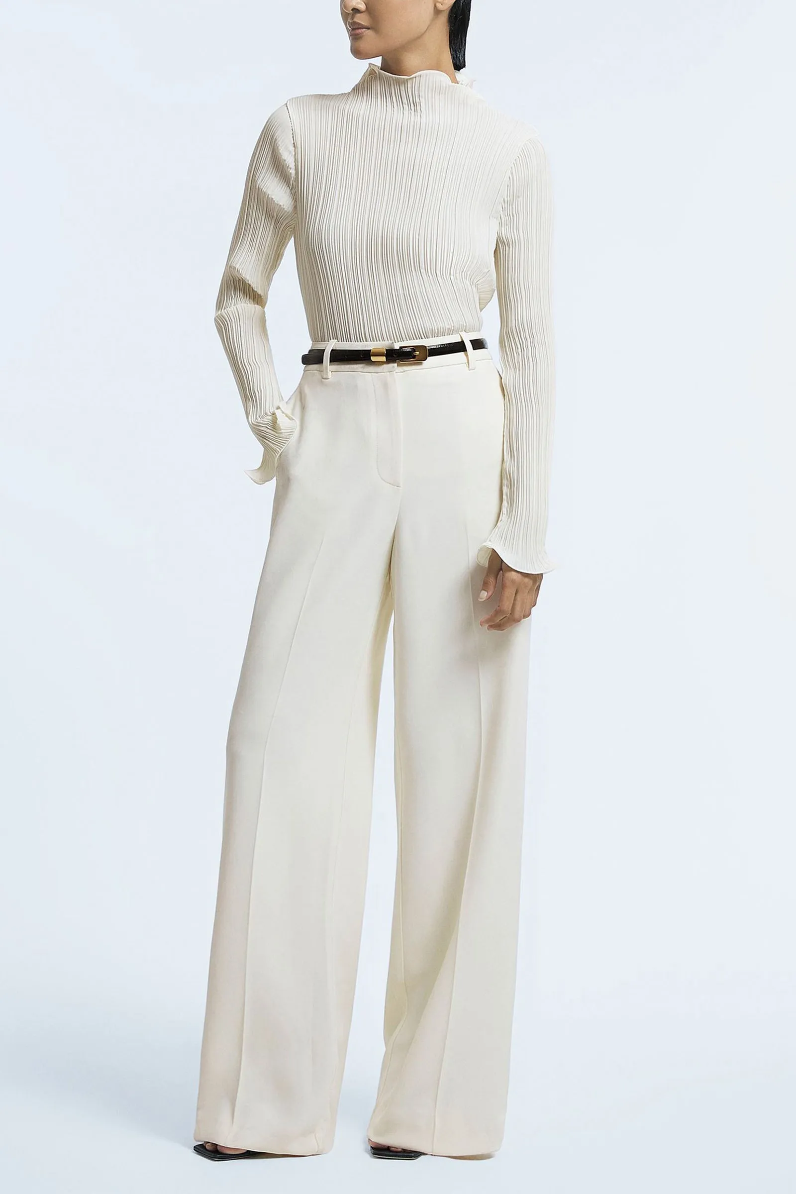 Atelier Cream Italian Wide Leg Trousers