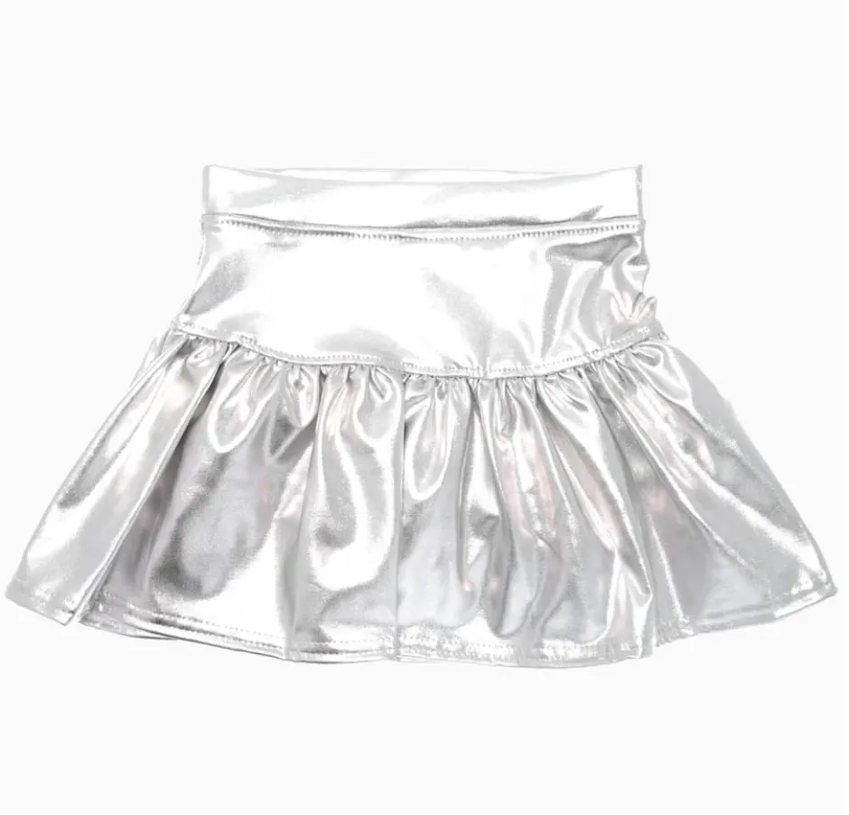 Azarhia Slick Metallic Gathered Skort