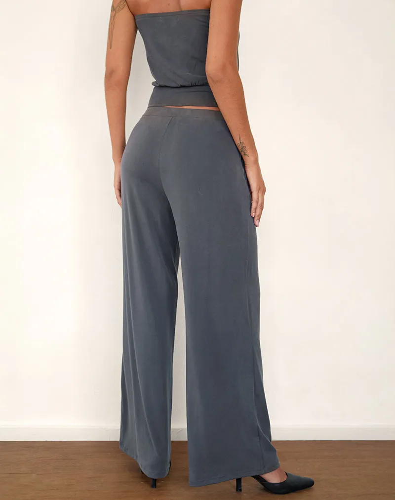 Baku Wide Leg Trouser in Dark Grey