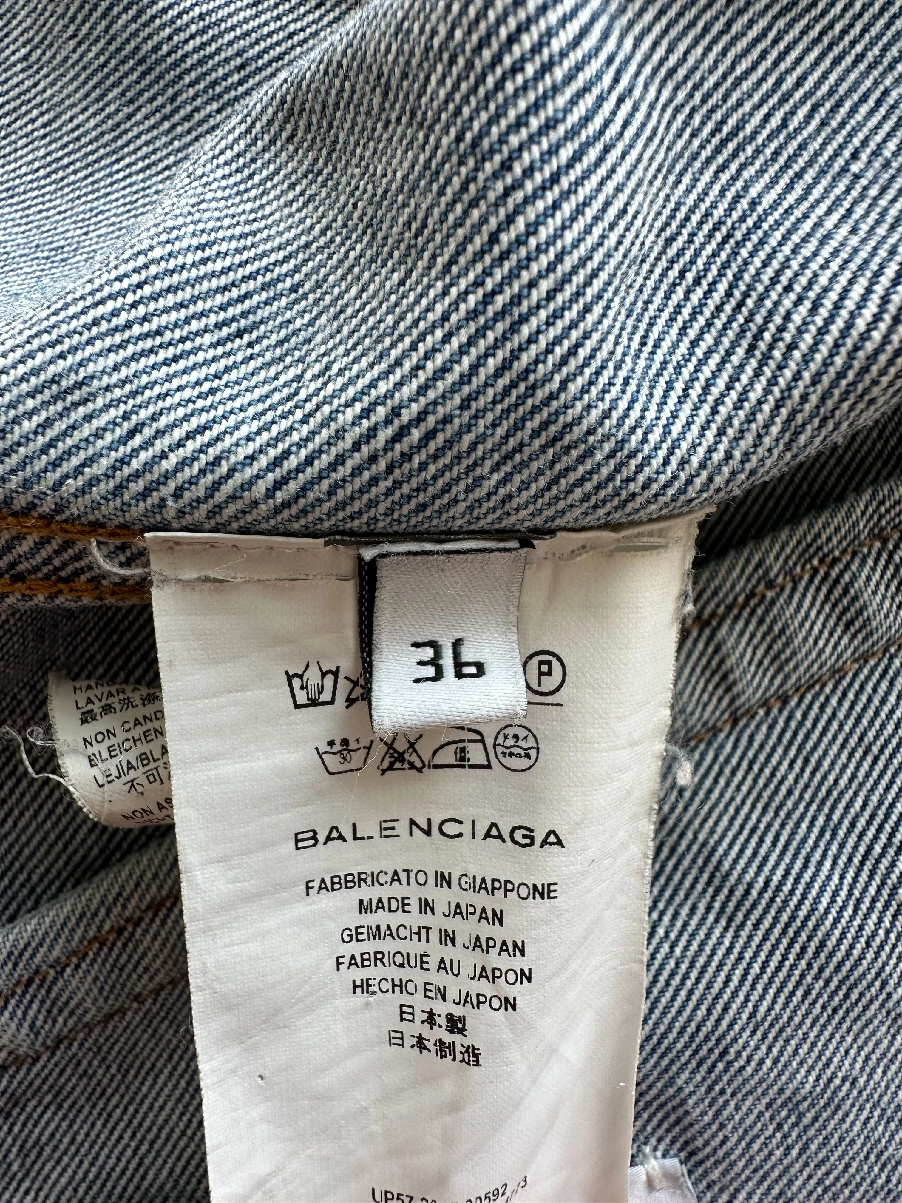 Balenciaga Blue Back Logo Distressed Denim Jacket