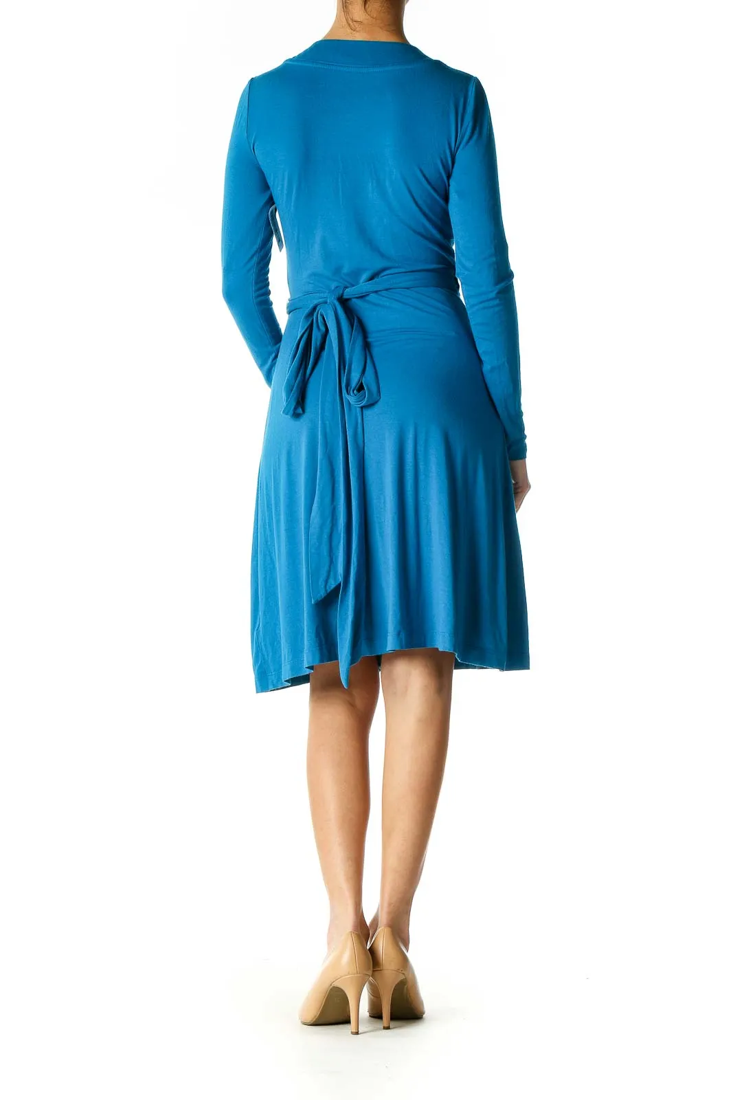 Blue Solid Casual A-Line Dress