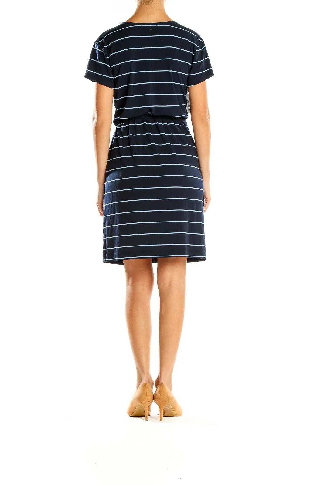 Blue Striped Casual Sheath Dress