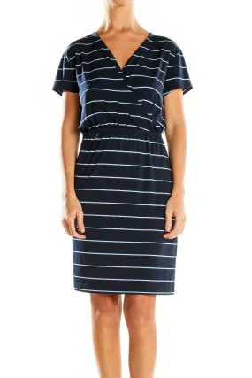 Blue Striped Casual Sheath Dress