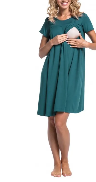 Bottle Green Maternity and Nursing Dress