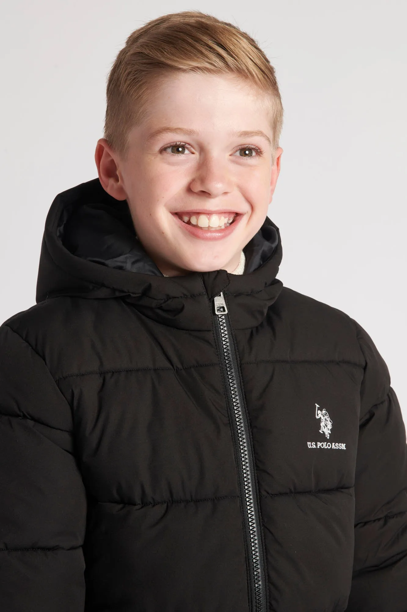 Boys Large Baffle Longline Puffer Coat in Black