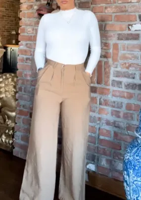 Camel Wide Leg Trousers