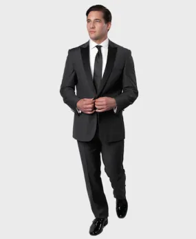 Charcoal 1 Button Peak Lapel Tuxedo