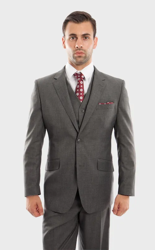 Charcoal Wool Modern Fit 3 Piece Suit