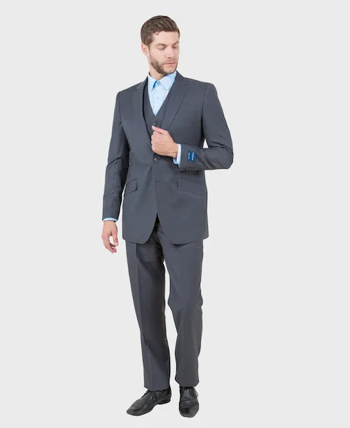 Charcoal Wool Modern Fit 3 Piece Suit