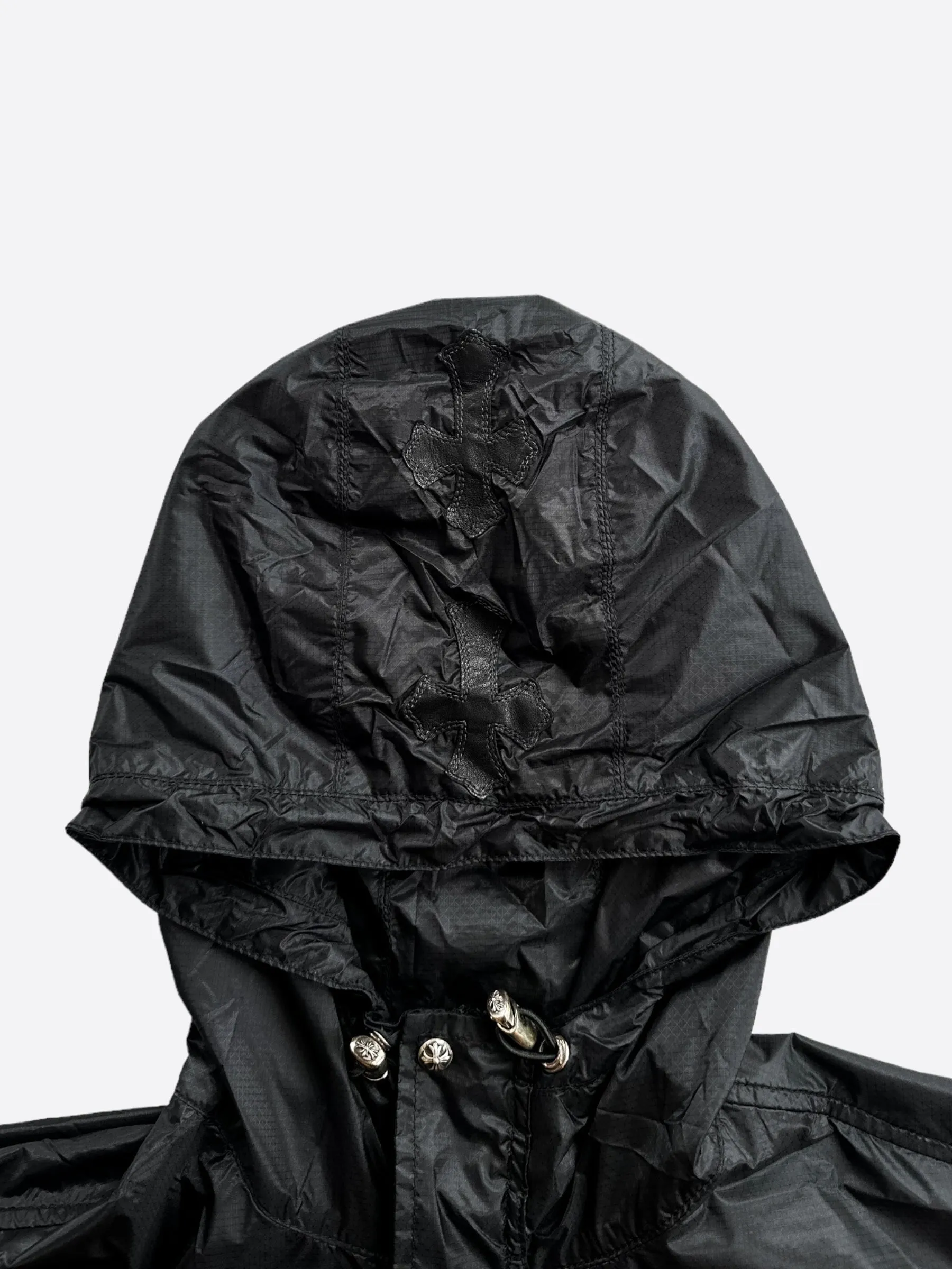 Chrome Hearts Black Cross Patch Hooded Windbreaker