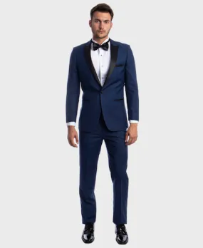 Cobalt 1 Button Peak Lapel Tuxedo