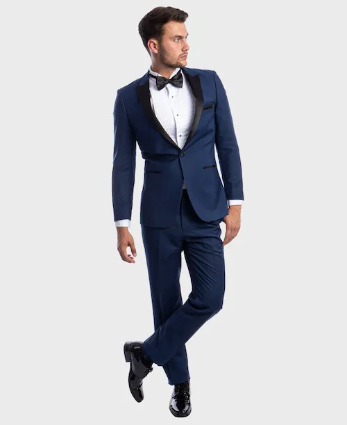 Cobalt 1 Button Peak Lapel Tuxedo