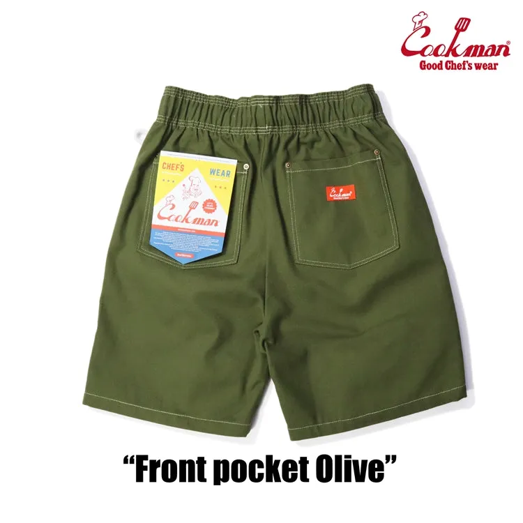 Cookman Chef Short Pants - Front pocket : Olive