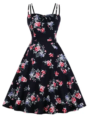 Floral Print Sleeveless Backless Casual Swing Dress