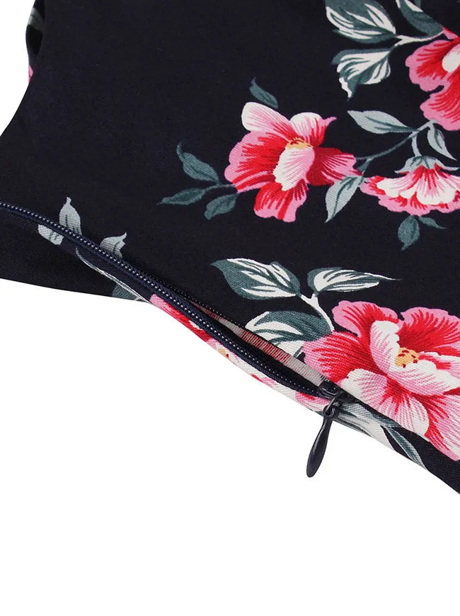 Floral Print Sleeveless Backless Casual Swing Dress