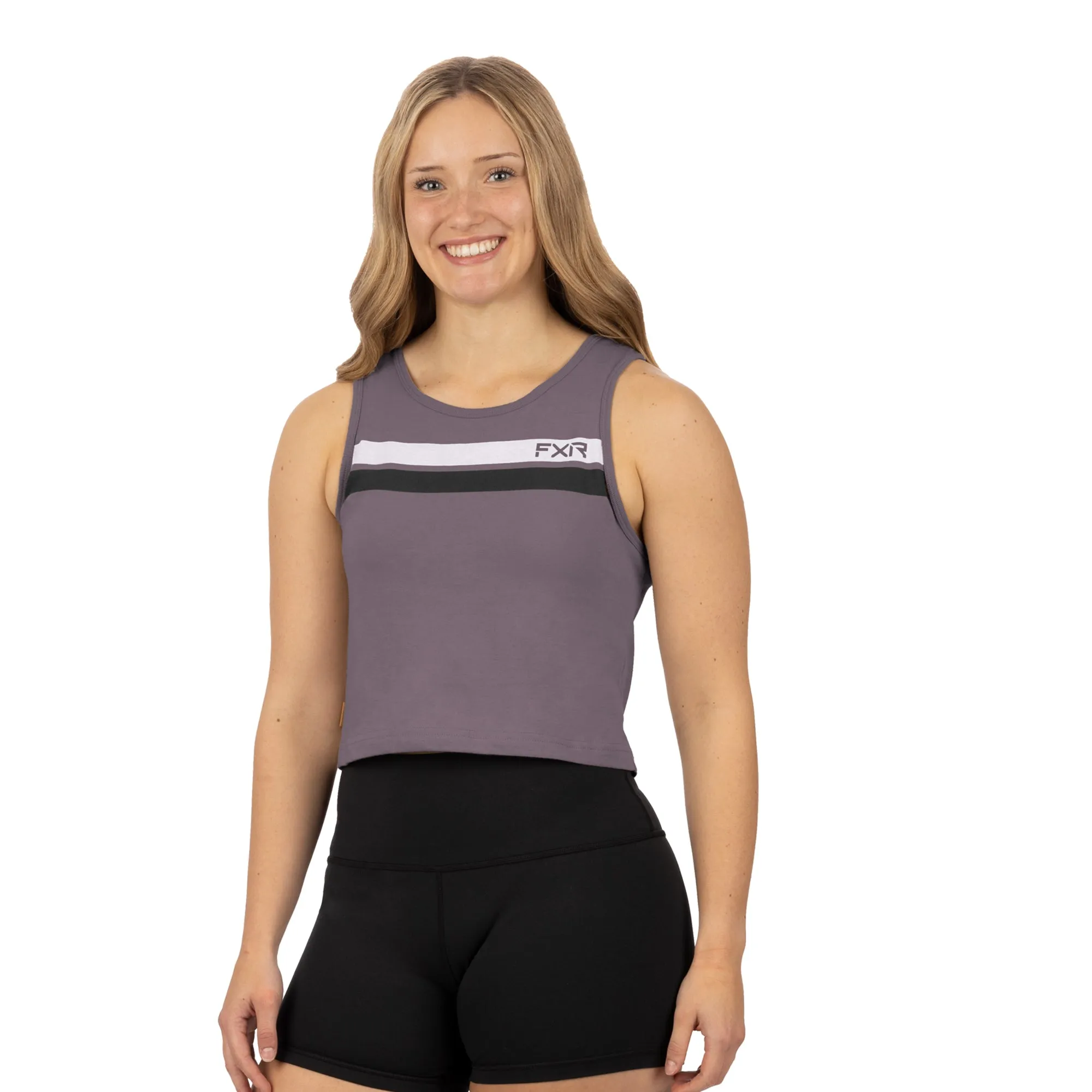 FXR Womens Align Crop Tank Top Muted Grape/Black Purple