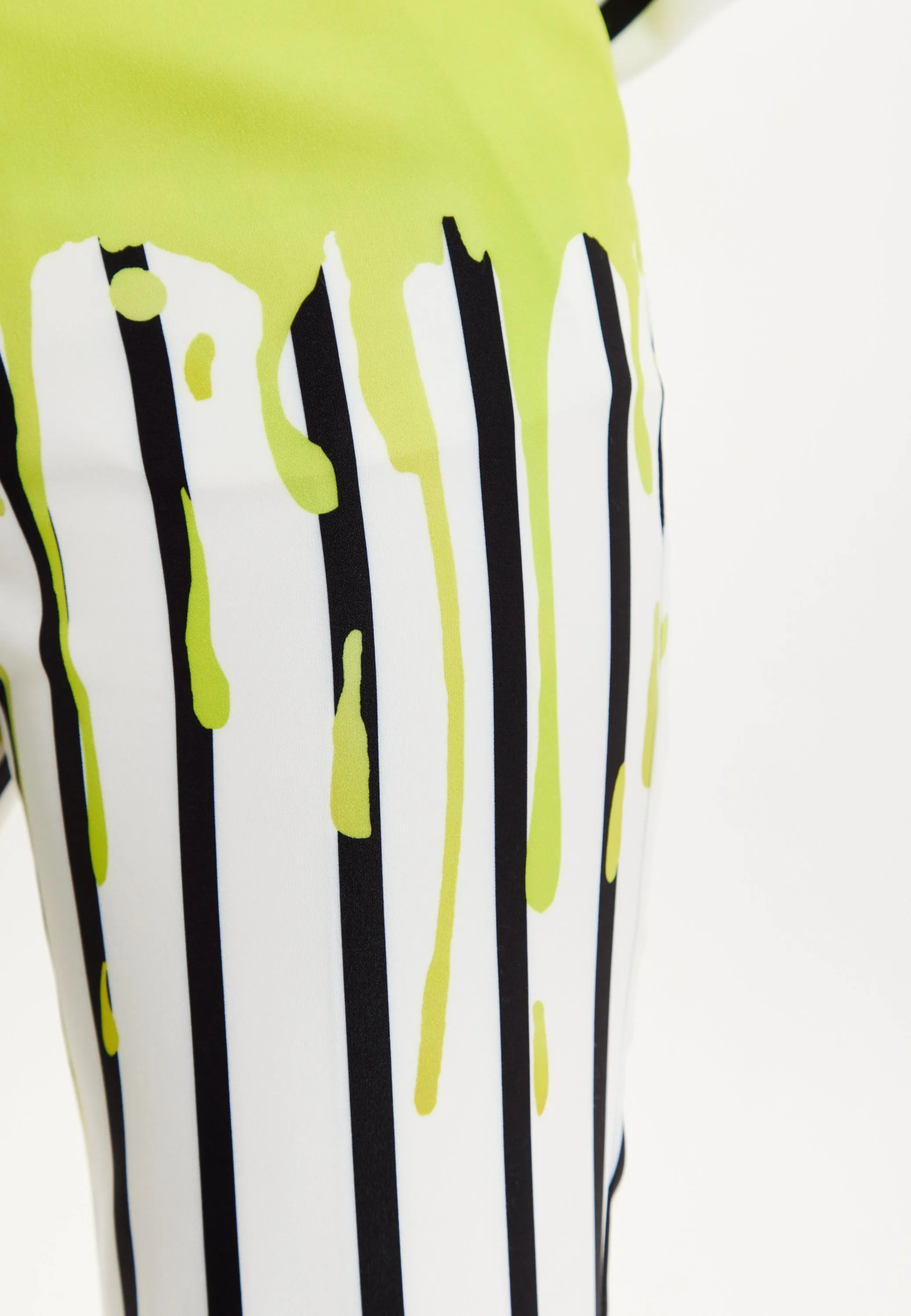 House Of Holland Stripe Monochrome Acid Green Splash Trousers