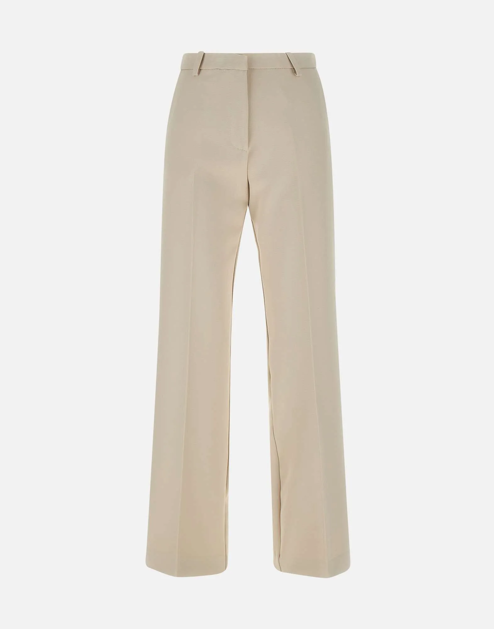 Ivory Stretch Crepe Wide Leg Trousers