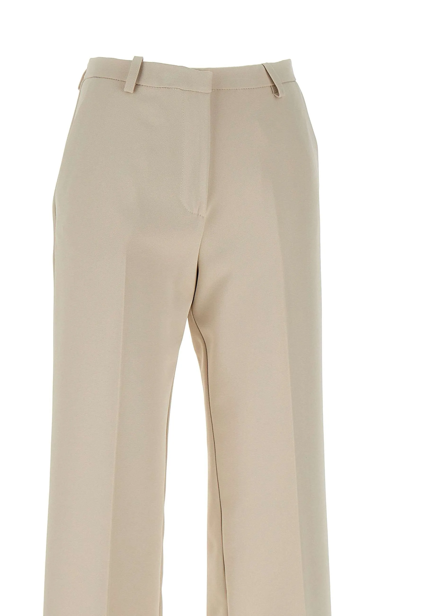 Ivory Stretch Crepe Wide Leg Trousers