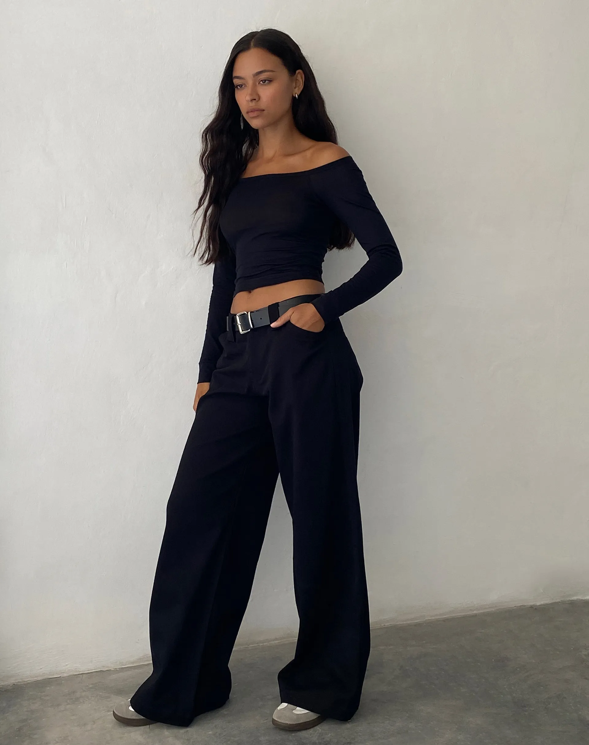 Kaomy Wide Leg Trouser in Black