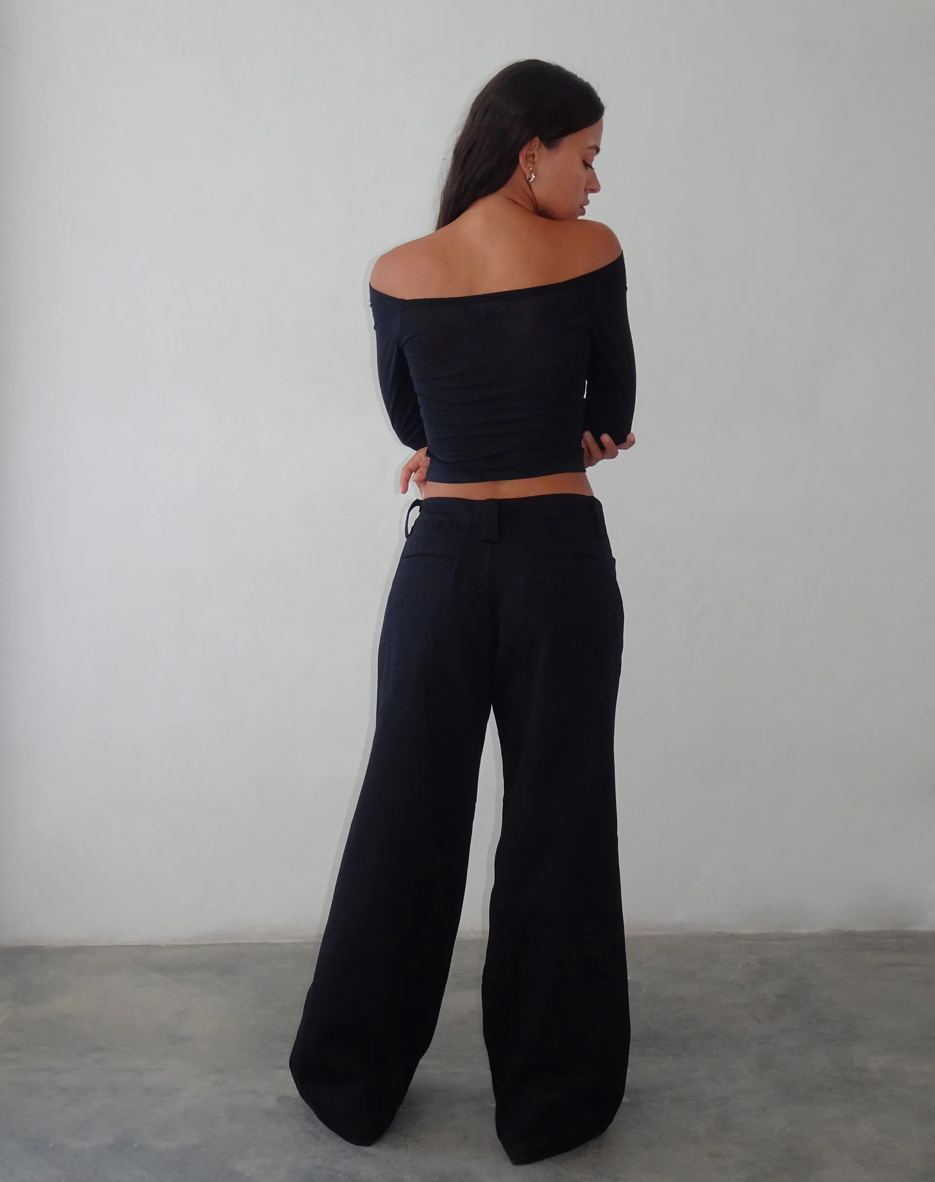 Kaomy Wide Leg Trouser in Black