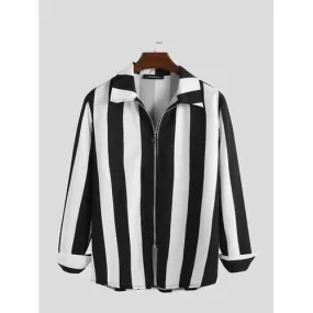 Mens Zipper Stripe Shirts