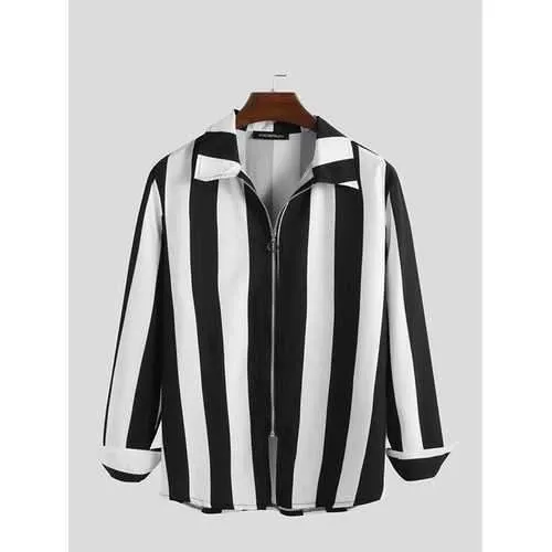 Mens Zipper Stripe Shirts