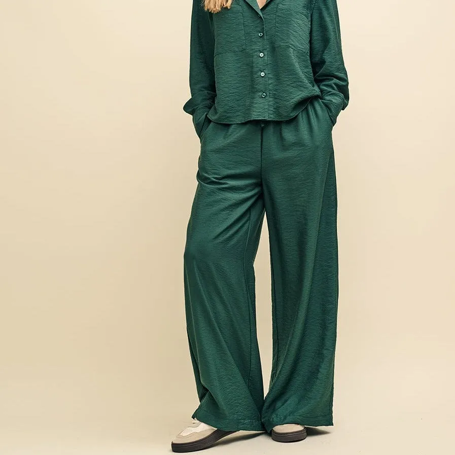 Nobody's Child Green Wide Leg Drawstring Trousers