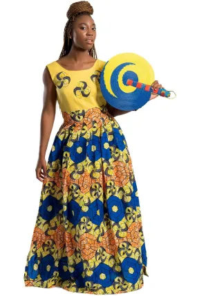 Nontle African Print Maxi Dress (Yellow / Orange / Blue)