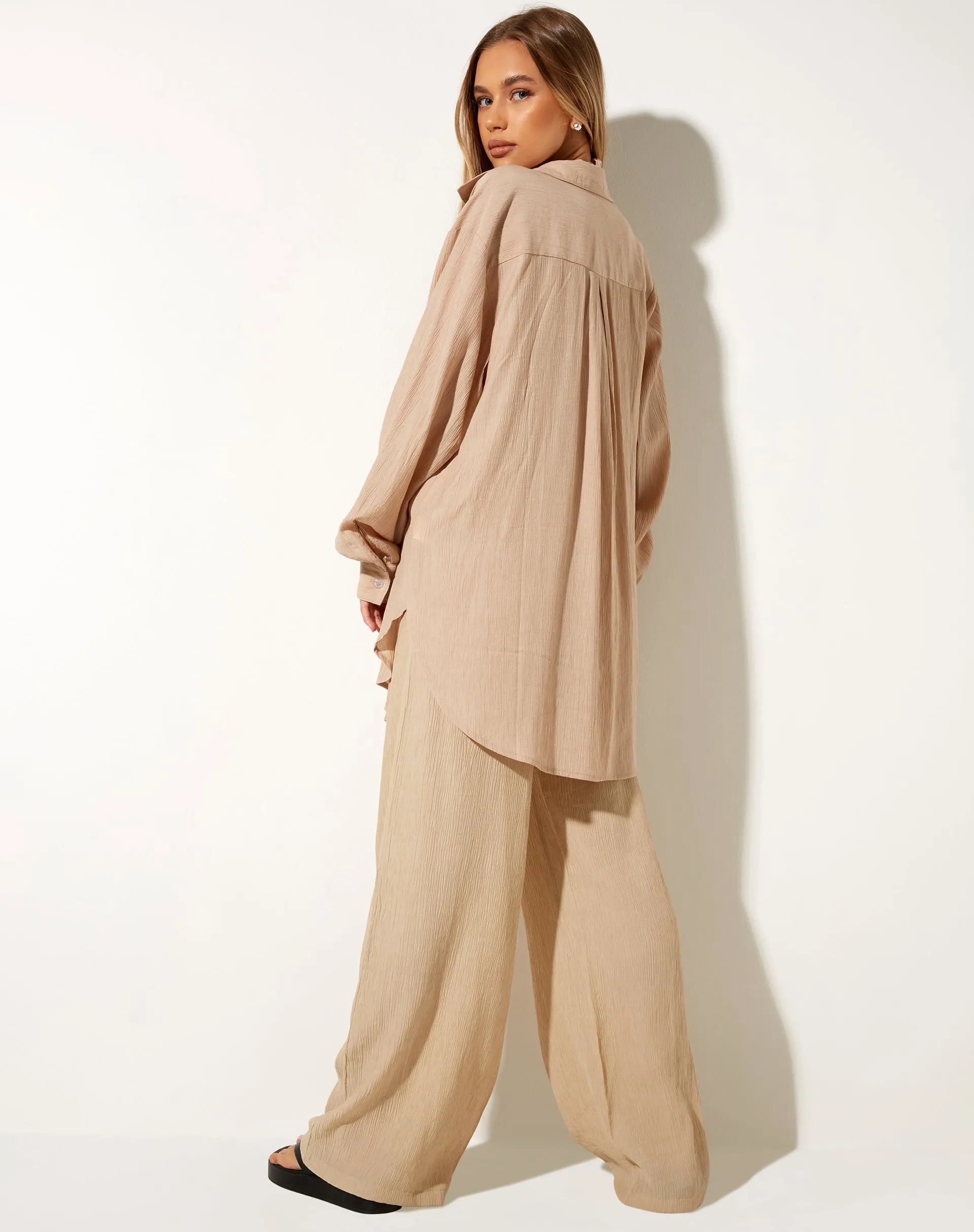 Obeli Trouser in Crinkle Tan