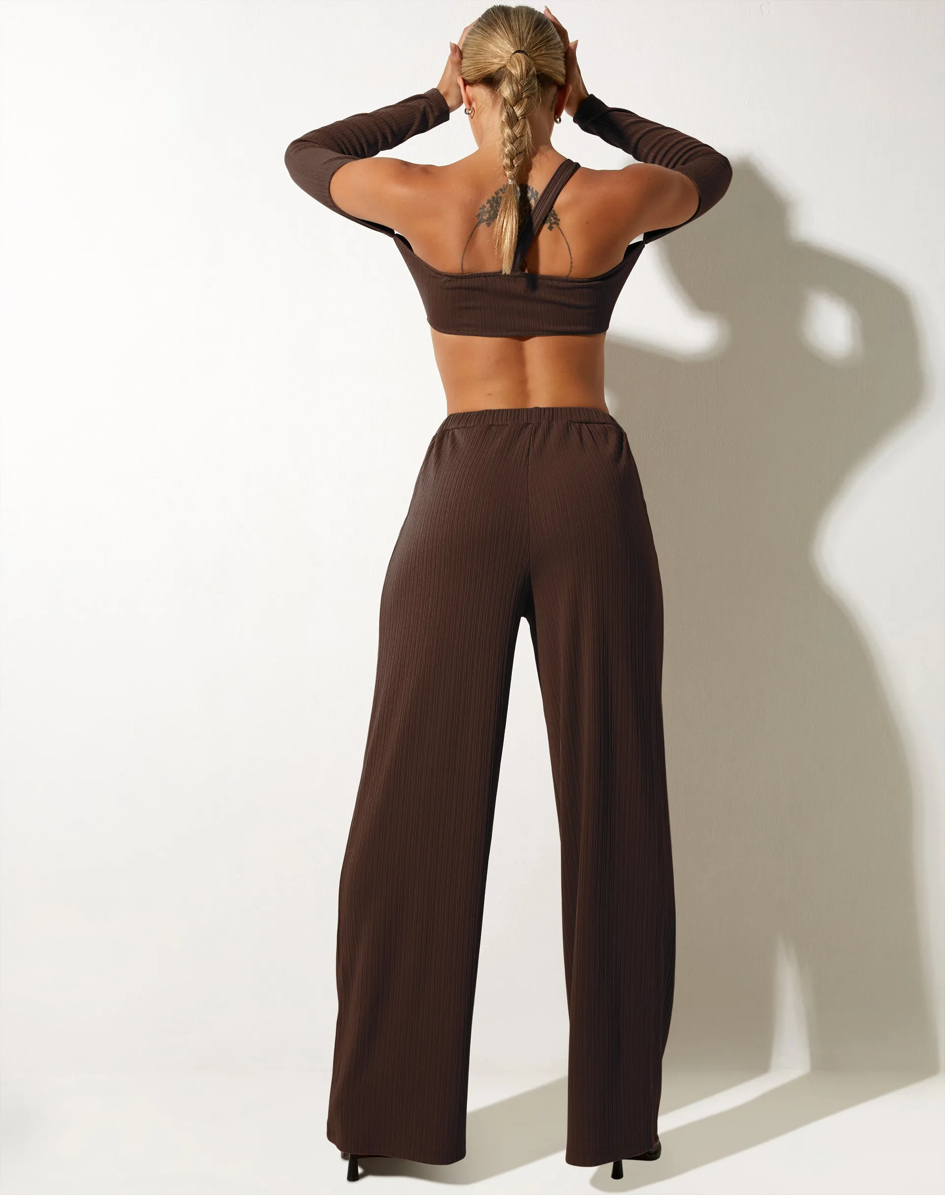 Obera Wide Leg Trouser in Bitter Chocolate