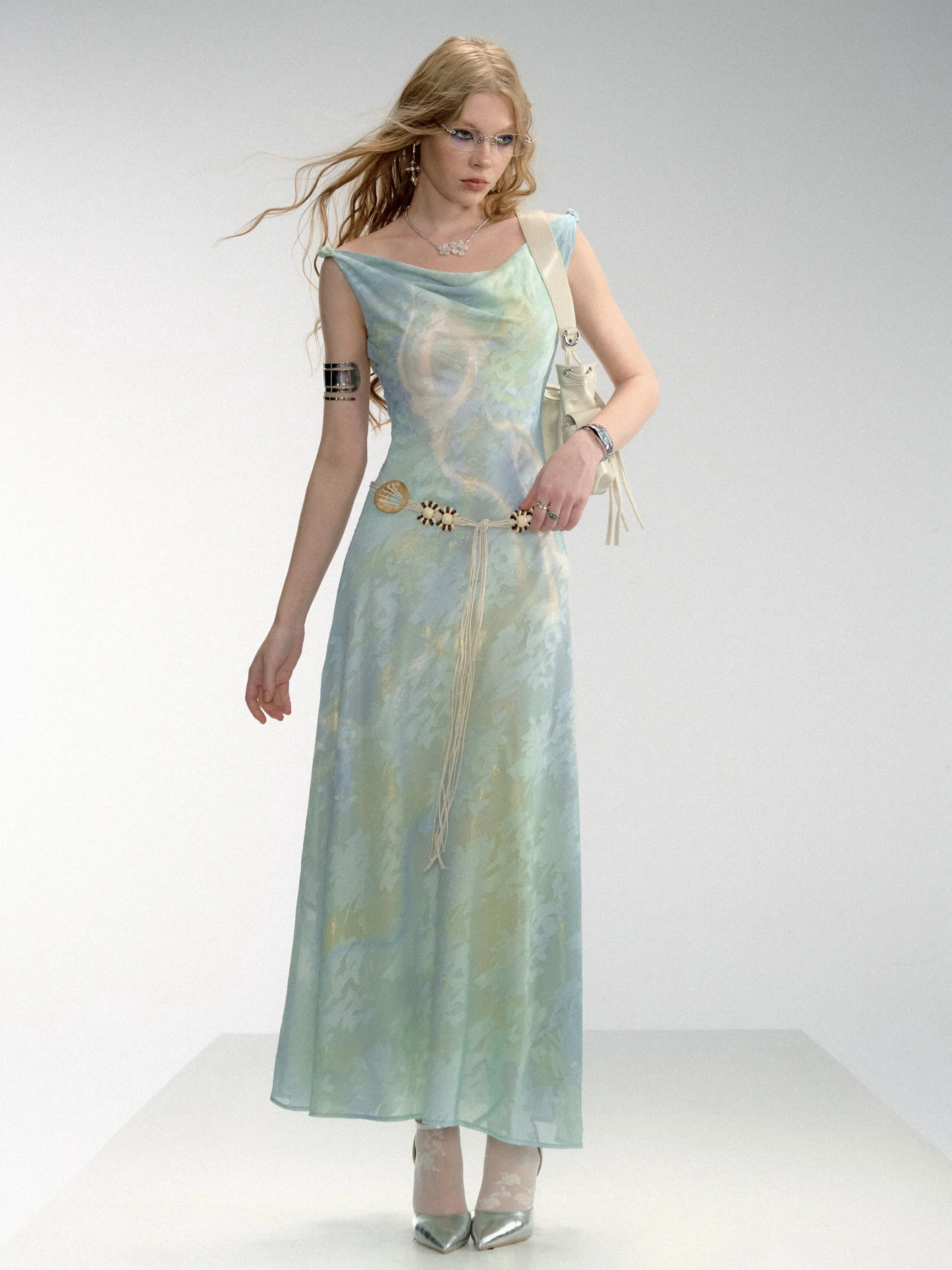 Of Akiva Cowl Neck Maxi Dress