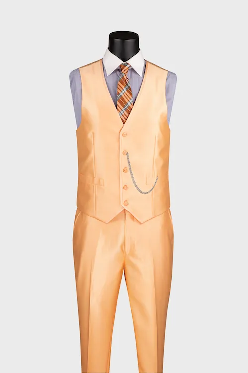 Orange Shiny Notch Lapel Suit