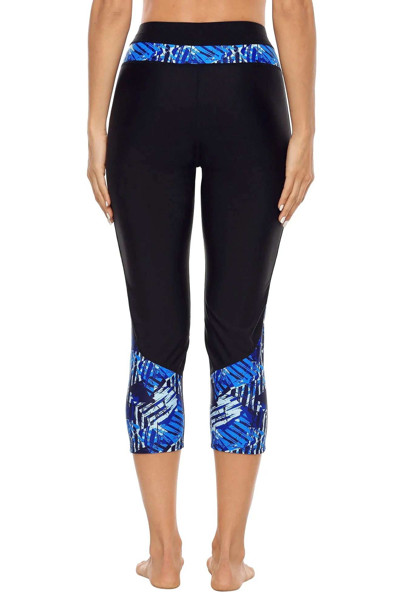 Printed High Waist Cropped Pants Swim Pants