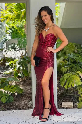 Ruby Sequin Sweetheart Maxi Dress