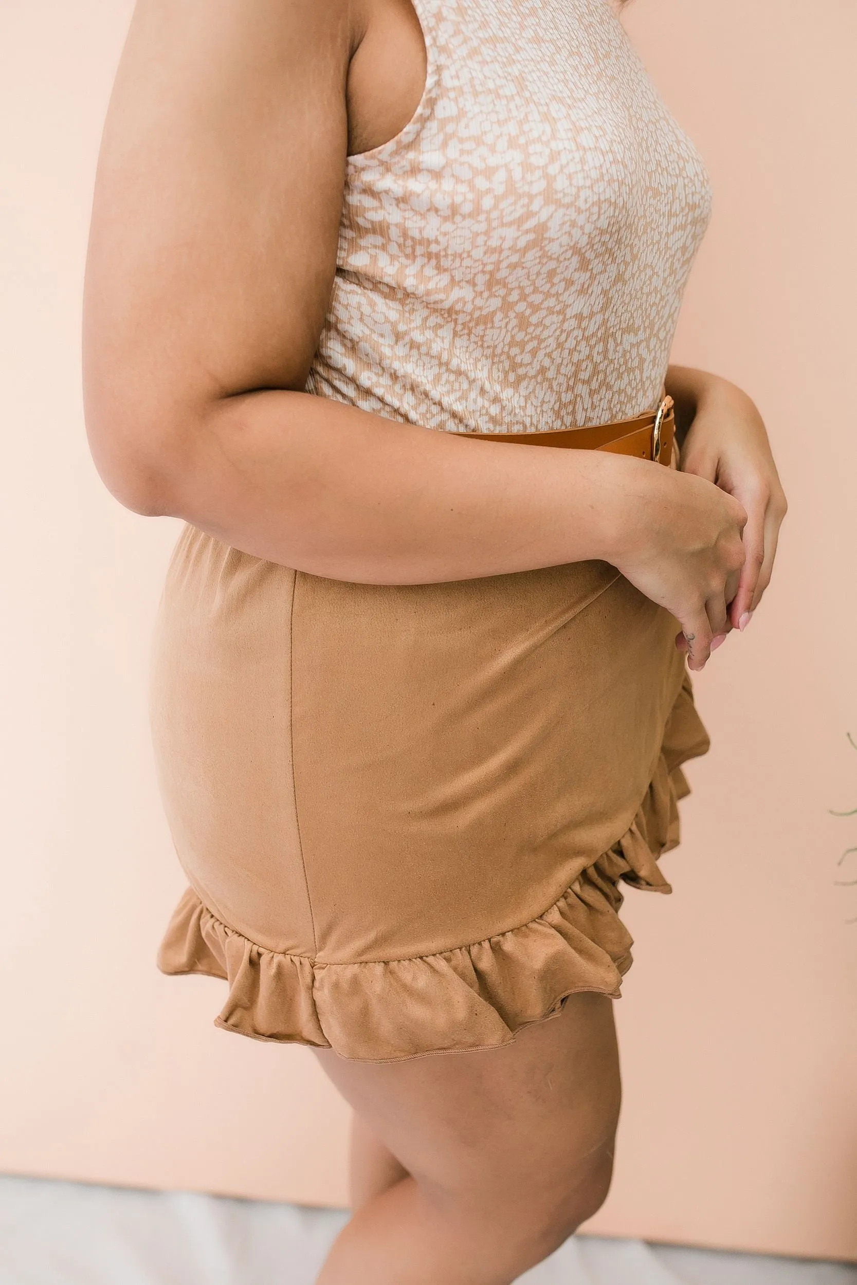 SIZE 3XL PLUS SIZE Throwback Suede Ruffle Skort