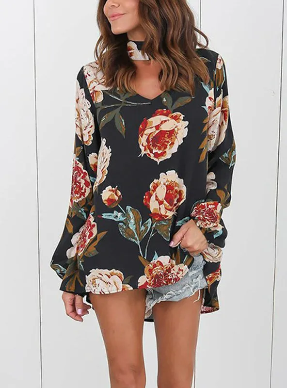 TastyHottie - Sleeve Blouse V-Neck Loose Chiffon Dresses