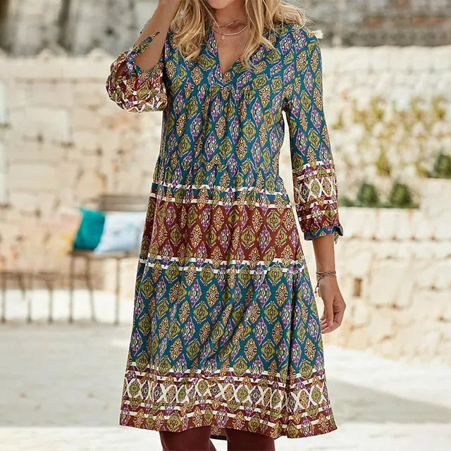 TastyHottie - Vintage Ethnic Geometric Print Dress