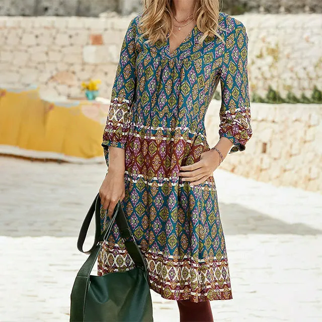 TastyHottie - Vintage Ethnic Geometric Print Dress