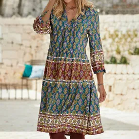 TastyHottie - Vintage Ethnic Geometric Print Dress