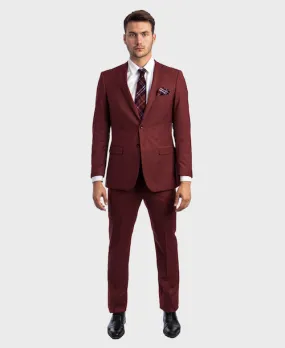 Two Button Burgundy Slim Fit Suit