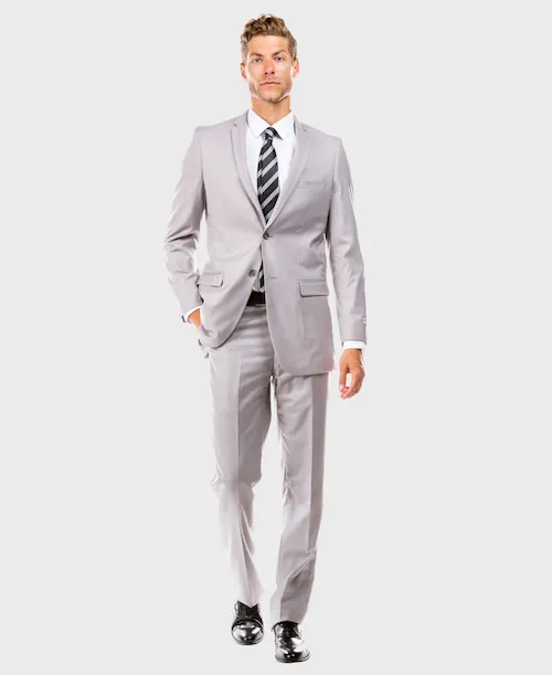 Two Button Light Grey Slim Fit Suit